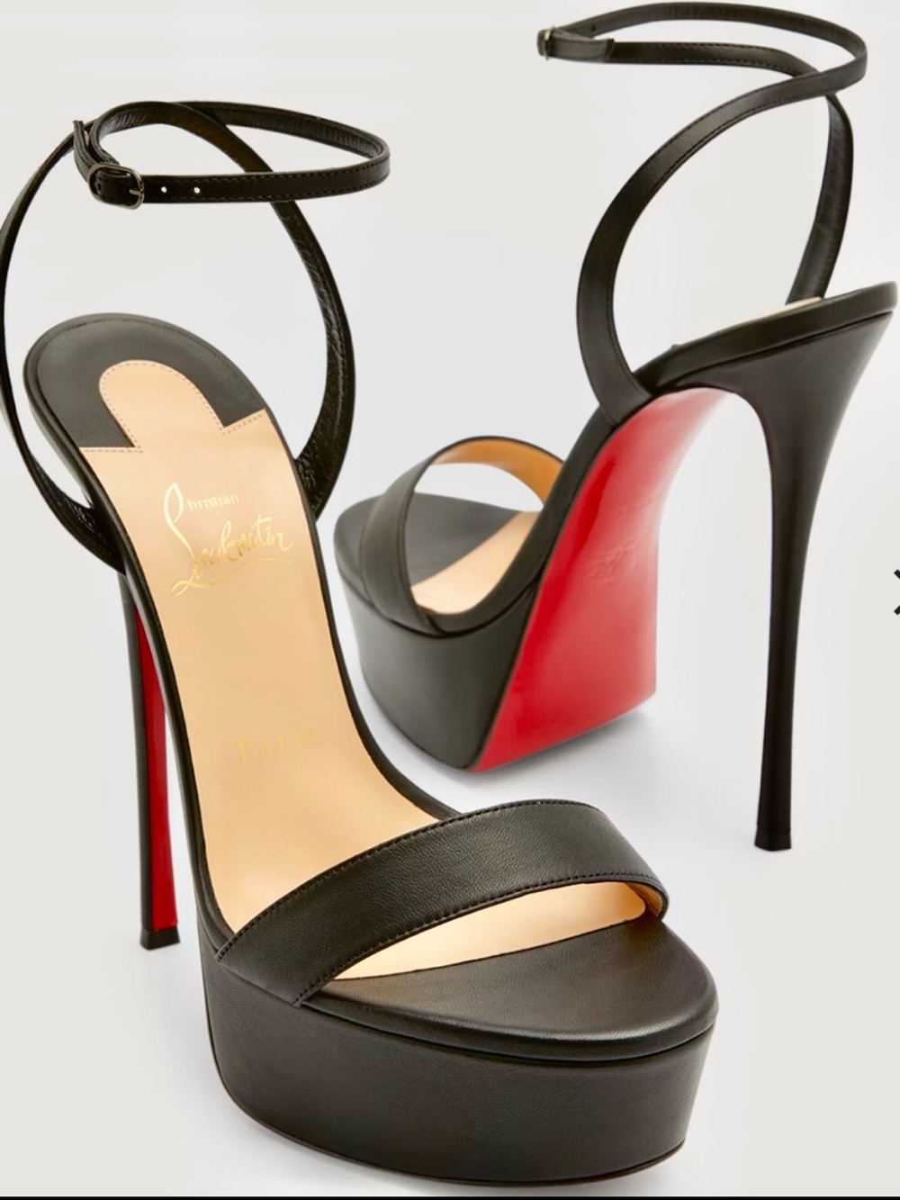 CHRISTIAN LOUBOUTIN LOUBI QUEEN ALTA SZ 42 BLACK LEATHER PLATFORM STILETTOS
